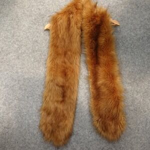 Brown Fur Long Scarf Women Cognac Tan Stole Wrap Detachable Collar FAUX 5.5x64